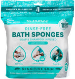 Scrubzz Disposable No Rinse Bathing Wipes for Senstive Skin - 25 Pack - All-in-1 Single Use Shower Wipes, Simply Dampen, Lather, and Dry Without Shampoo or Rinsing (Sensitive Skin, 1-Pack)