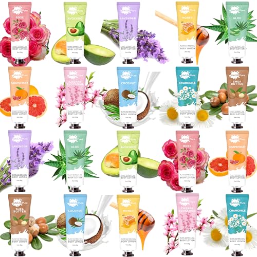 20 Pack Lotion for Women, Body Lotion for Dry Skin,Valentines Day Gifts for Her,Gifts for Women,Teacher Gifts,Travel Size Lotion, Natural Fragrance Body Moisturizer With Shea Butter,Baby Shower Favors
