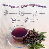 FlavCity Daily Defense Elderberry Immunity Tea with No Added Sugar - Delicious Caffeine-Free Herbal Tea Mix with Acerola Vitamin C & Zinc - Shelf-Stable, Vegan, Keto & Non-GMO (7.4 Oz, 30 Servings)