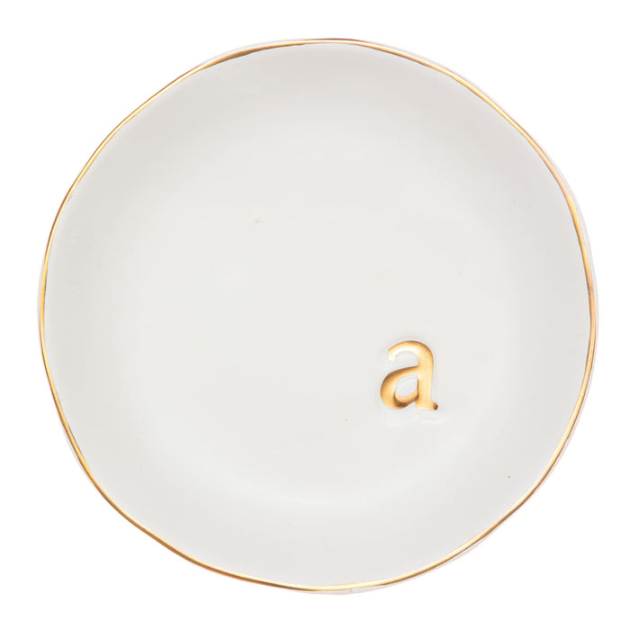 COLLECTIVE HOME - Ceramic Jewelry Tray, Decorative Trinket Dish for Rings Earrings Necklaces Bracelet Watch Keys, Birthday Mother's Day for Women, 4.75", White Surface (A)