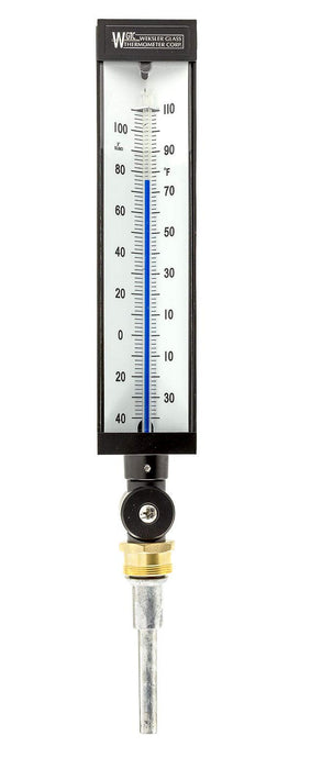 WGTC Thermometer AS5H909 9" Scale, 3-1/2" Stem Length, -40/110°F Temperature Range Blue Spirit Filled Industrial Thermometer with ABS Case, and Adjustable Angle Stem