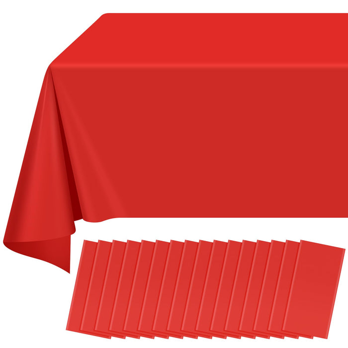 16 Pack Red Plastic Tablecloth for Rectangle Tables, Premium Decorative Red Disposable Table Cloths for Parties, Rectangle Party Table Cover for Birthday, Wedding, Christmas, Anniversary, 54 x 108Inch