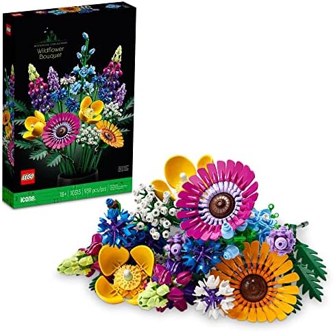 LEGO Botanicals Artificial Wildflower Bouquet - Fake Indoor Flowers Building Set for Home, Kitchen, Desk Decoration, Adults Ages 18+ - Gift for Valentines Day for Her and Him - 10313