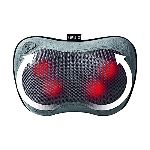 HoMedics Cordless Shiatsu All-Body Massage Pillow with Soothing Heat, Reverse Function, Rechargeable Battery, and Integrated Controls –Lightweight