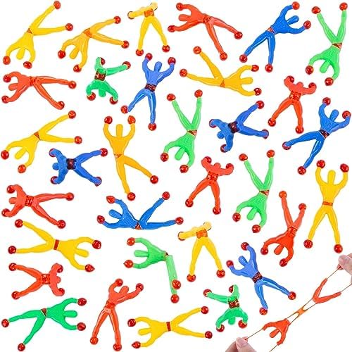 Shindel 50PCS Stretchy Wall Climbers, Climbing Man Sticky Toy Set Fun Fidget Toys, Easter Egg Fillers, Kids Classroom School Exchange Prize