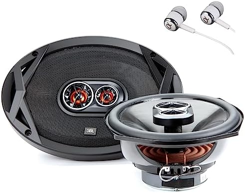 JBL Club 9630 480 Peak Power 6x9 3 ohm Club Series 3-Way UV-Resistant Polypropylene Woofers Coaxial Car Audio Stereo Speakers Grilles Included Bundled with Alphasonik Earbuds