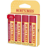 Burt's Bees Lip Balm, Moisturizing Lip Care, for All Day Hydration, 100% Natural, Pomegranate with Beeswax & Fruit Extracts (4 Pack)