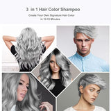 Fvquhvo Instant Silver Gray Hair Color Shampoo,Hair Dye Shampoo 3 in 1 for Women Men,Long Lasting Silver Hair Shampoo,Shampoo Hair Dye Colors in Minutes,Silver Hair Color Easy to Use