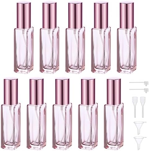 Segbeauty 10ML Refillable Perfume Bottle, 10 Packs Fine Mist Atomizer Sprayer for Perfume, Empty Glass Spray Bottle Mini Portable Travel Perfume Atomizer Toiletries Fragrance Scent Pump Dispenser