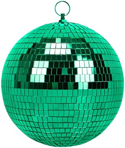 Mirror Ball for Disco DJ Club Party Wedding Home Decor, Muscab 8 Inch Disco Ball with Hanging Ring, Green