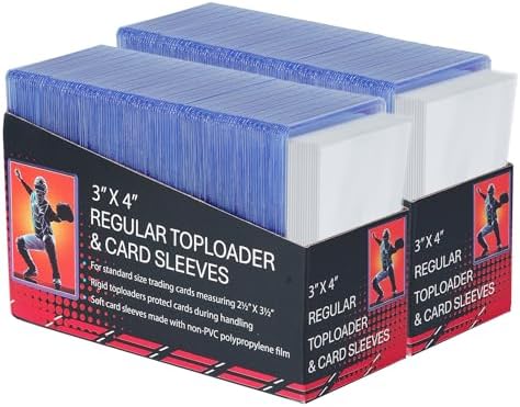 400 Card Sleeves Top Loads for Cards, Toploads for Cards,3"X4" Baseball Card Protectors Hard Plastic Card Holder for Trading Sports Football Game Cards (200 Hard Sleeves+200 Penny Sleeves