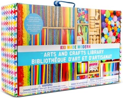 Kid Made Modern Arts and Crafts Kit - A DIY 1000+ Piece Hobby Craft Supplies & Materials Box for Creative Art Projects for Kids Ages 4 5 6 7 8 9 10 11 & 12 Year Old Girls & Boys