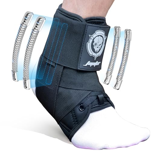 Jupiter Ankle Brace for Sprained Ankles for Women & Men, Made of Neoprene with Dual Springs, for Injury Recover, Running, Basketball and Cycling(Black S 6.5‘’-11‘’)