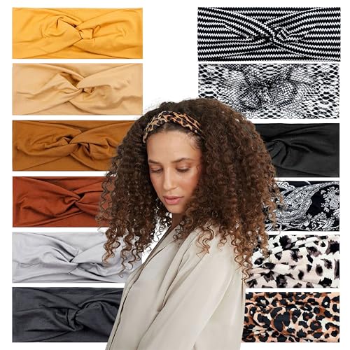 Lotus78, Pack of 12 Wide Headbands for Women Non Slip, Fashionable Sports Hair Bands for Women's Hair, Soft Elastic Stretchy Head bands, Yoga Workout Headbands for Women Daily Fashion(Multicolor icon)