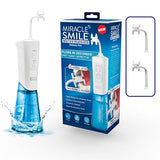 Ontel Miracle Smile Water Flosser for Teeth & Gum Health, Unique H-Shaped Flossing Head & 4 Water Jets, Cordless Water Flosser Features 360° Cleaning & 3 Pressure Modes, USB Rechargeable Dental Floss