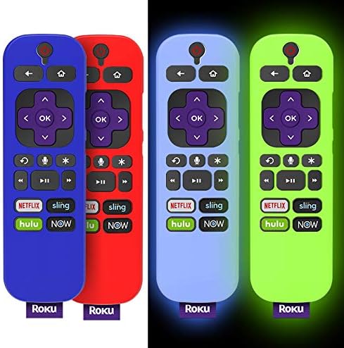 (4-Pack) for 3600R TCL Roku TV Stick Remote Case Cover,TOLUOHU for TCL Roku Remote Control,Cover Roku Express Skin Sleeve Silicone Shockproof with Lanyard-for RCAL7R/3921/3800/3810-Roku Remote Cover