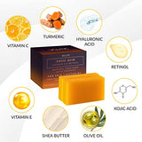 VALITIC 2 Pack Kojic Acid Vitamin C & Retinol Soap Bars for Dark Spot & A Pair Of Black Exfoliating Gloves for Body Scrubs