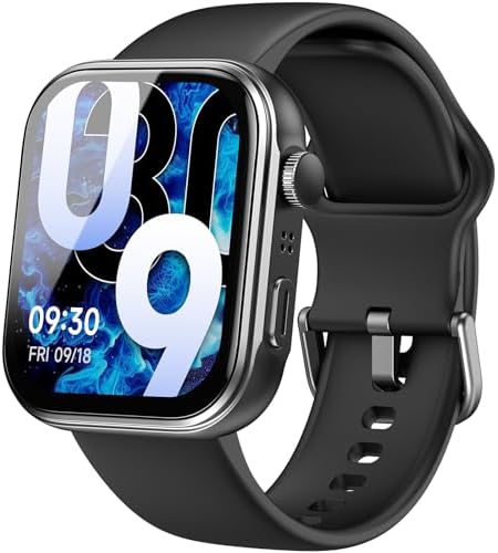 TOZO AMOLED S6 Smart Watch 1.85" Ultra-Clear Screen Dynamic Faces Bluetooth Call,100+ Sports Modes Fitness Activity Tracker with Heart Rate/Sleep/Blood Oxygen Monitor IP68 Waterproof Black