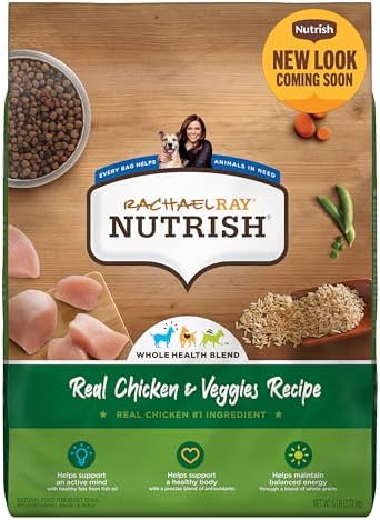 Rachael Ray Nutrish Premium Natural Dry Dog Food with Added Vitamins, Minerals & Taurine, Real Chicken & Veggies Recipe, 6 Pounds (Packaging May Vary)
