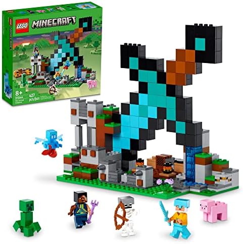 LEGO Minecraft The Sword Outpost 21244 Building Toys - Featuring Creeper, Warrior, Pig, and Skeleton Figures, Game Inspired Toy for Fun Adventures and Play, Gift for Kids, Boys, and Girls Ages 8+