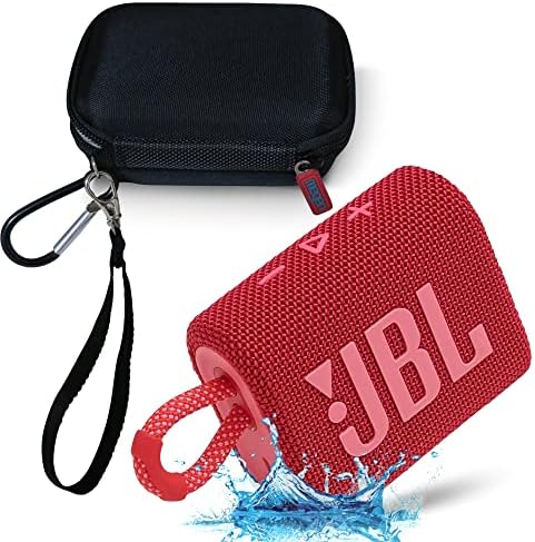 JBL GO 3 Waterproof Ultra Portable Bluetooth Speaker Bundle with Megen Hardshell Case (Red)