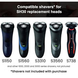 PHILIPS SH30 Replacement Heads for Philips Norelco Shaver Series 3000, 2000, 1000 and S738 with Durable Sharp Blade, Comfortcut Replacement blades, Razor blades for Philips Norelco S1560, SH30 Philips Head