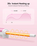 Wavytalk 3/8 Inch Small Curling Wand, Wand Iron for Short & Long Hair, Ceramic Barrel with Adjustable Temperature, Include Heat Resistant Glove (Pink)