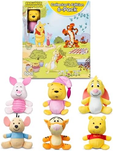 Winnie The Pooh and Pals 6 Pack - Miniature Plush Figure, Suffed Animal, Toy Mini Soft Figure for Kids, Girls and Boys Ages 4+