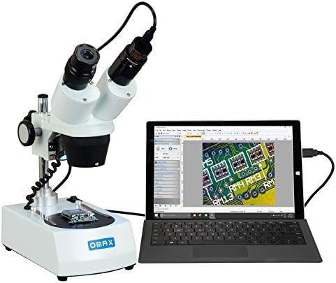 OMAX 20X-40X Cordless Dual LED Lights Binocular Stereo Microscope with 3MP USB Camera