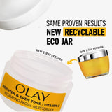 Olay Bright & Even Vitamin C with Lactic Acid Face Moisturizer, 2 oz Lightweight Brightening Face Cream for Uneven Skin Tone, Recyclable Eco Jar Packaging, Value Size