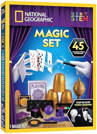 National Geographic Kids Magic Set - 45 Magic Tricks for Kids to Perform with Step-by-Step Video Instructions for Each Trick Provided by a Professional Magician, Toys for Boys and Girls