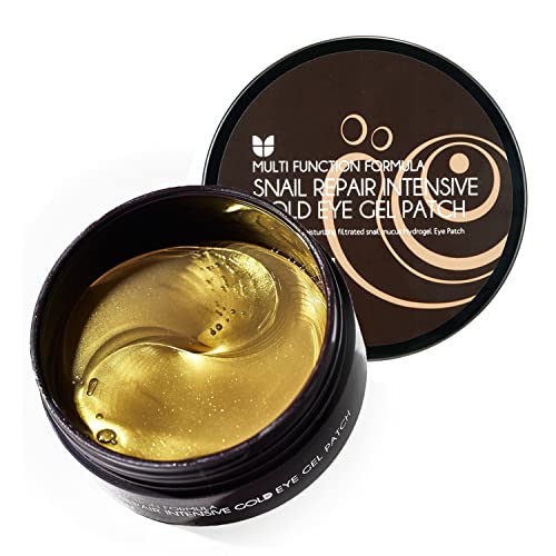 MIZON 24K Gold and Snail Mucin Hydrogel Under Eye Patches for Puffy Eyes Dark Circles Moisturizing Fine Lines Korean Skincare (30 Pairs)