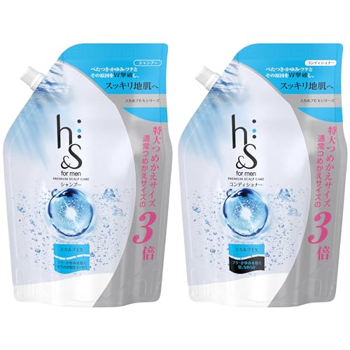 H&S for men Scalp EX Shampoo & Conditioner Refill, Large Capacity Set, 30.4 fl oz (900 ml) + 31.7 oz (900 g)