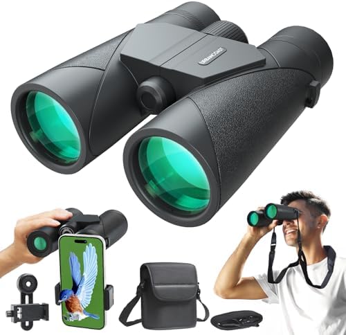15X45 Professional HD Binoculars for Adults High Powered with Phone Adapter, IPX7 Waterproof Binoculars with Large Eyepiece, Binoculars for Huting Bird Watching Hiking Hunting Cruise Ship