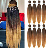 Liang Dian Pre Stretched Braiding Hair 8 Pack 22 Inch Hot Water Setting Professional Soft Yaki Texture Synthetic Hair Extensions (22 Inch, T1B/30/27)