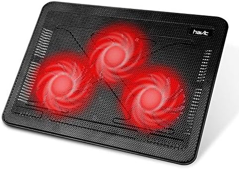 Havit HV-F2056 15.6-17 Inch Laptop Cooler Cooling Pad - Slim Portable USB Powered (3 Fans) (Black+Red)