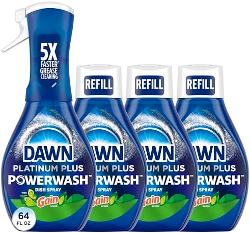 Dawn Powerwash Gain Original Dish Spray, Liquid Dish Soap, Dish Soap Refill, , 1 Starter Kit + 3 Refills, 64 Fl Oz