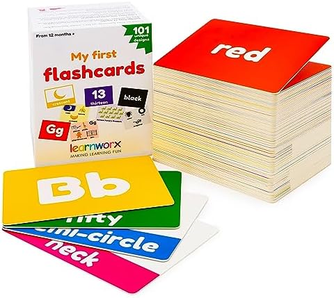 Baby Learning Flash Cards For Toddlers 1-3 | Kids Letter Number Alphabet Animal Color Words Flashcards | Large Cards Ideal For Preschool Kindergarden Pre K Educational | Flashcards 12 Months - 5 Years