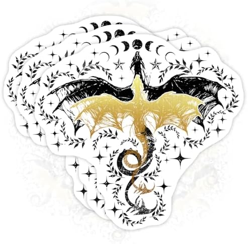 Set 3PCS 2 Inches - Dragon Rider, Fantasy Books Bookish Kindle Stickers Double Trouble Dragon 2" Waterproof Vinyl Decal for Water Bottles, Tumbler, Laptop, Hard Hat, Car