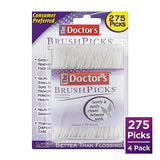 The Doctor's BrushPicks, Interdental Brushes and Dental Pick 2-in-1, Plaque Remover for Teeth, 275 Toothpicks, 4 Pack