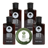 ROOTS AROMATHERAPY Travel Size Shampoo Conditioner Body Wash Lotion & Soap(150 PK, 1.5 oz each), Guest Bathroom Essentials Toiletries Airbnb Bulk Mini Sets Hygiene Kits Sulfate Free Air Bnb Toiletry