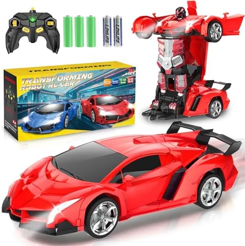 Remote Control Car Toys - Transforming RC Cars for Kids, Transform Toys Car Robot, Gift Kids Toys for 3 4 5 6 7 8 10 12 Years Old Boy, Red