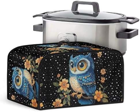 Floral Owl Crock Pot Covers For Kitchen Counter Electric Appliance Protector, Dust Protection Pressure Cooker Cover for 8 Quart Instant Pot and Air Fryer Accessories