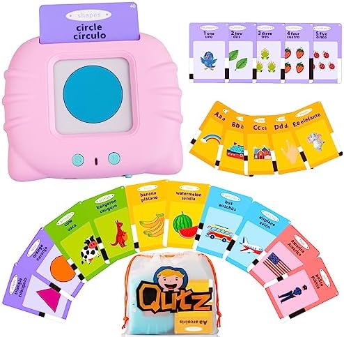 QuTZ ABC Learning Flash Cards for Toddlers 2-4 Bilingual Spanish English, Autism Toys, Speech Therapy Toys, Educational Talking 275 Sight Words Cards for Boys and Girls,