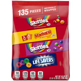 SKITTLES, STARBURST & LIFE SAVERS Fun Size Fruity Halloween Candy Assortment, 135 Ct Bulk Bag