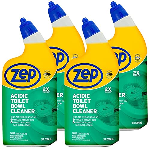 Zep Acidic Toilet Bowl Cleaner - 32 Ounce (Case of 4) - ZUATBC324 - Experience the Ultimate Cleaning Power with Our 2x Thicker Clinging Formula, Designed to Deliver a Professional-Quality Clean