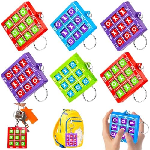 16 Pcs Tic Tac Toe Game Keychain Party Favors for Kids 4-8 8-12 Birthday Goodie Bags Stuffers Treasure Chest Prize Box Toys for Kids Classroom Rewards Return Gift Pinata Fillers Easter Basket Stuffers