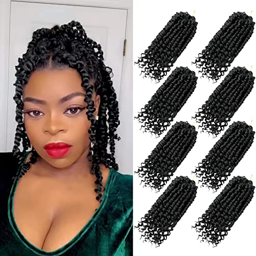 Bileaf 8 Packs Passion Twist Crochet Hair for Women Pre Looped Passion Twist Hair 8 Inch, Pre-Twisted Crochet Passion Twists Bohemian Braiding Crochet Twist Hair for Kids Hair Extensions #1