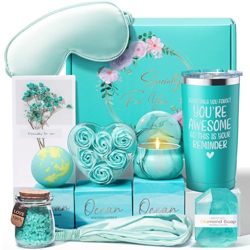 Birthday Gifts for Women Friendship, Ocean Relaxing Spa Gifts Basket for Women Self Care Gifts, Thank You Gifts Bath Set Valentines Day Gifts for Her Mom Best Friend Wife Sister Coworker Nurse Teacher