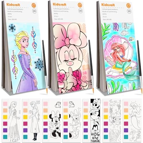 Paint with Water Coloring Books for Kids - 3 Pack, Pocket Mess Free Watercolor Painting Kit, Water Color Paint Set Arts and Crafts Gift for Girls Ages 4 5 6 7 8+, Travel Activity Toy